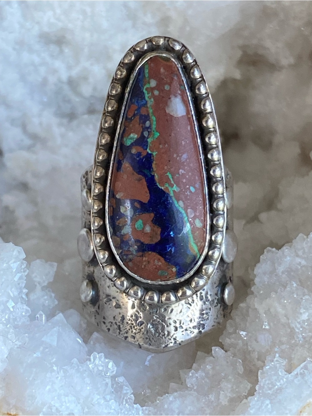 Sterling & Azurite Breccia Warrior Ring - Picture 4 of 8